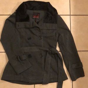 Yoki Outerwear Fur-Lined Pea Coat